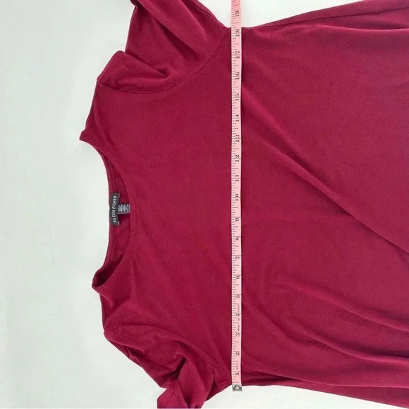 Eileen Fisher Burgundy viscose long sleeve swing tunic tee - Picture 6 of 6